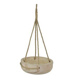 12 Inch Rope Hanging Wooden Bowl Planter Indoor Outdoor Succulent Pot Home Decor
